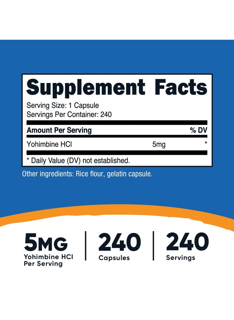 Nutricost Yohimbine , 5mg Yohimbine HCl Per Serving, 240 Capsules,240 Serving Dietary Supplement  - Image 2