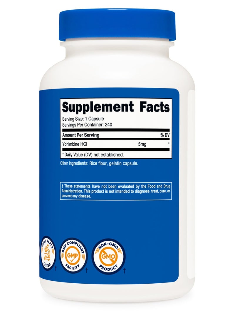 Nutricost Yohimbine , 5mg Yohimbine HCl Per Serving, 240 Capsules,240 Serving Dietary Supplement  - Image 4