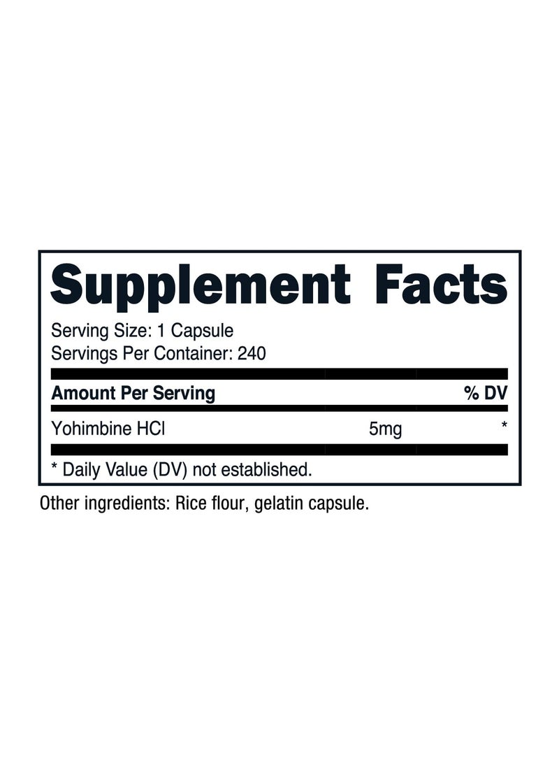 Nutricost Yohimbine , 5mg Yohimbine HCl Per Serving, 240 Capsules,240 Serving Dietary Supplement  - Image 3