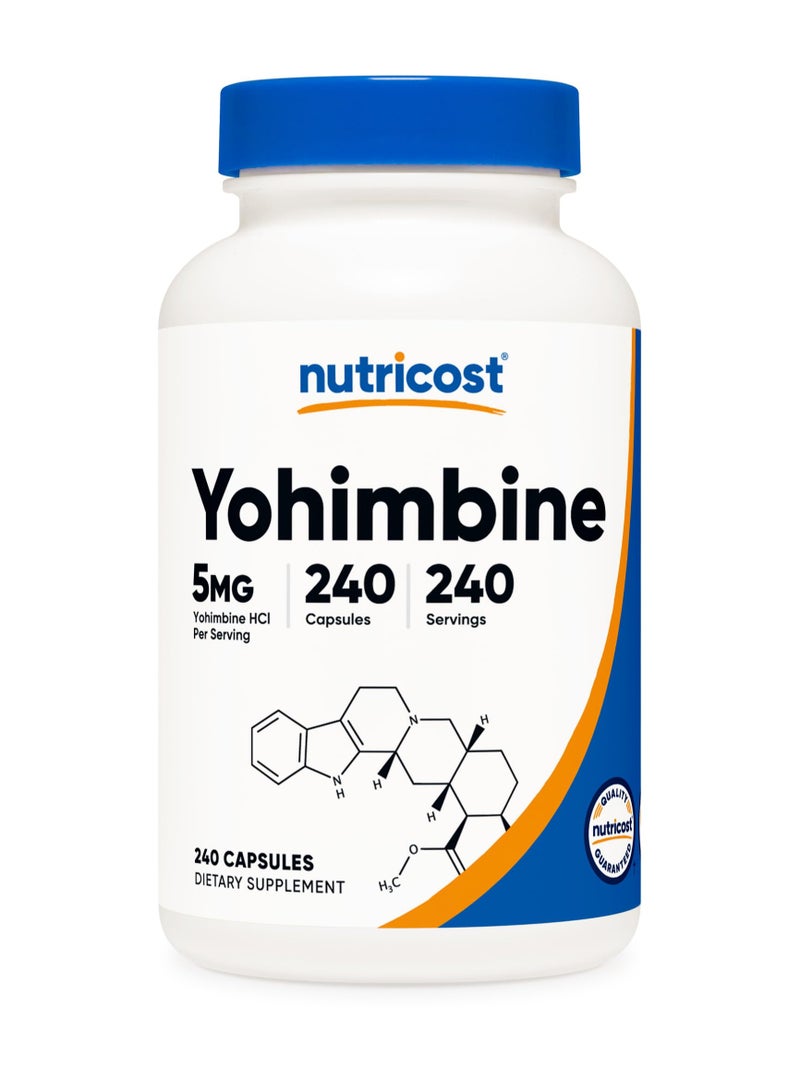 Nutricost Yohimbine , 5mg Yohimbine HCl Per Serving, 240 Capsules,240 Serving Dietary Supplement  - Image 1