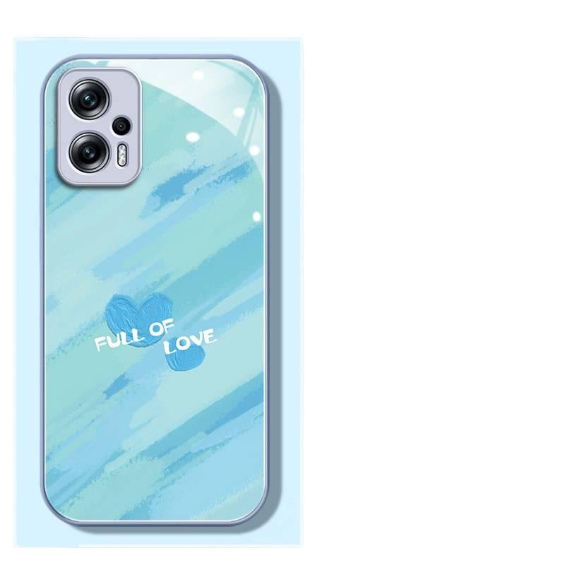 MS غطاء واقي بGlass لـ Redmi Note 13 Pro مع تصميم مرسوم يدويًا ونقش قلب ملون مع مقاوم للصدمات مع حماية من السقوط باللون Multicolour باللون الأحمر متعدد الألوان - Image 3