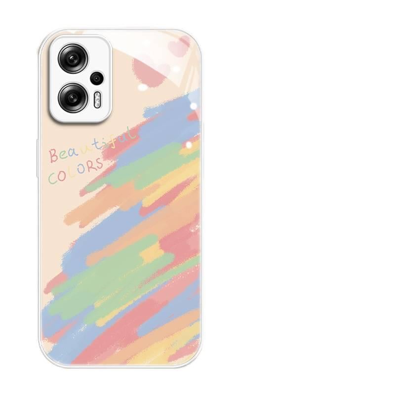 MS غطاء واقي بGlass لـ Redmi Note 13 Pro مع تصميم مرسوم يدويًا ونقش قلب ملون مع مقاوم للصدمات مع حماية من السقوط باللون Multicolour باللون الأحمر متعدد الألوان - Image 4