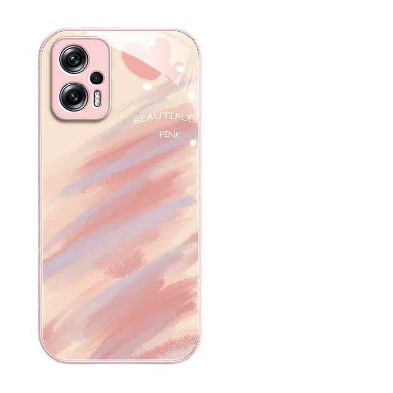 MS غطاء واقي بGlass لـ Redmi Note 13 Pro مع تصميم مرسوم يدويًا ونقش قلب ملون مع مقاوم للصدمات مع حماية من السقوط باللون Multicolour باللون الأحمر متعدد الألوان - Image 1