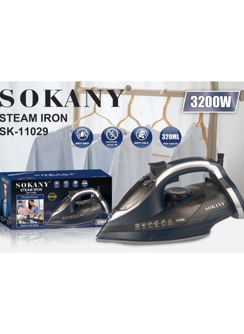 Sokany 3200W Steam Iron, SK_11029 Non-stick ceramic soleplate Large capacity 320ml water tank Fast ironing and fast heating Adjustable temperature control Easy to hold Comfortable handle and light to hold in hands
