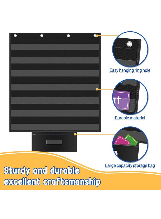 Standard Pocket Charts for Classroom, Interactive and Versatile Pocket Chart 28x33 Sentence Strip Holder for Vocabulary, Practice Spelling, Display Number Patterns (Black) - Image 3