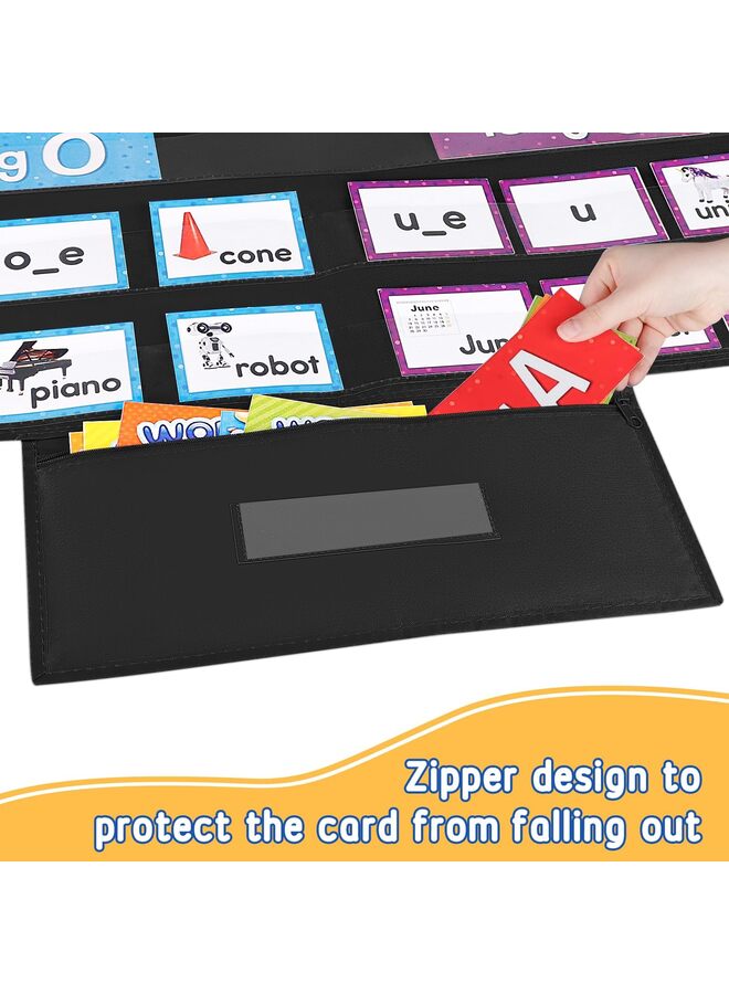 Standard Pocket Charts for Classroom, Interactive and Versatile Pocket Chart 28x33 Sentence Strip Holder for Vocabulary, Practice Spelling, Display Number Patterns (Black) - Image 5