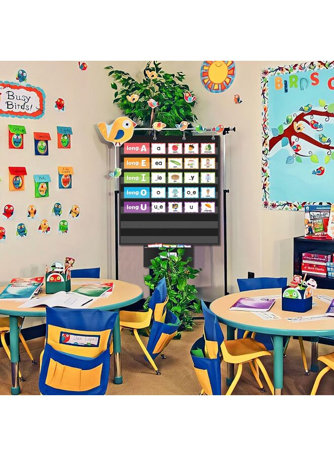 Standard Pocket Charts for Classroom, Interactive and Versatile Pocket Chart 28x33 Sentence Strip Holder for Vocabulary, Practice Spelling, Display Number Patterns (Black) - Image 2