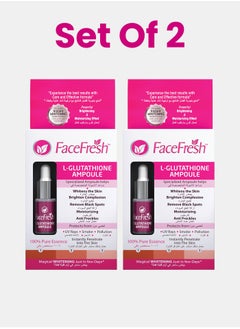 Face Fresh Set of 2 L-Glutathione Ampoule Face Serum - Hyaluronic Acid & Xanthan Gum, Improves Skin Texture, Clarity & Softness, Clears Scars, For All Skin Types 5ml 