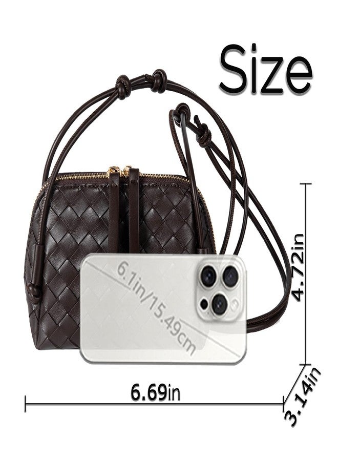 JYG Woven Crossbody Bags for Women PU Leather Handwoven Shoulder Bag Mini Clutch Purses with Adjustable Strap 2025, Black, Mini - Image 4