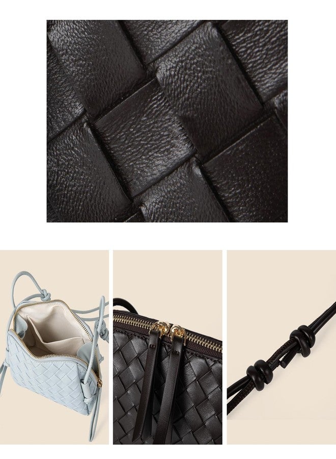 JYG Woven Crossbody Bags for Women PU Leather Handwoven Shoulder Bag Mini Clutch Purses with Adjustable Strap 2025, Black, Mini - Image 5