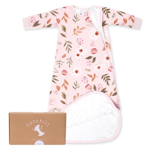TOTCHILL Baby Sleep Sack Long Sleeve 1.0 TOG 6–18 Months, Wearable Blanket Infant Sleeping Bag, Soft & Breathable, 2-Way Zipper Pink Floral - Image 1