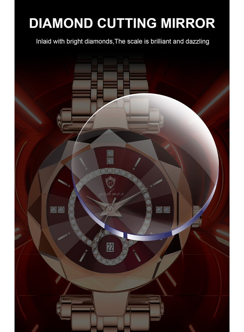 جوهوس ساعة نسائية، كوارتز، فولاذ مقاوم للصدأ، مقاومة للماء، تناظرية، فاخرة، ساعة يد نسائية - 30 مم - Image 5