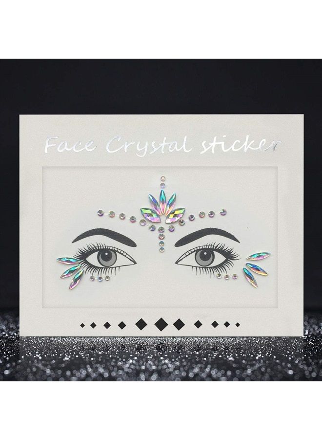 WUIOS Mermaid Face Gems Stick Jewels for Women Cosplay Mermaid Halloween Club Eye Face Gems Makeup Stickers on Rave Party Hippie Gift for Kids Eye Face Jewels Temporary Tattoos Festival - Image 2