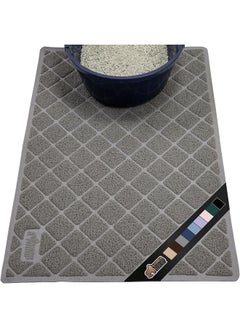 Gorilla Grip GORILLA GRIP Cat Litter Box Mat, Water Resistant Kitty Litter Trapping Mat, Textured Backing, Easy to Clean, Less Waste and Clean Floors, Kitten Supplies for Indoor Cats, Soft on Paws, 24x17 Gray  - Image 1