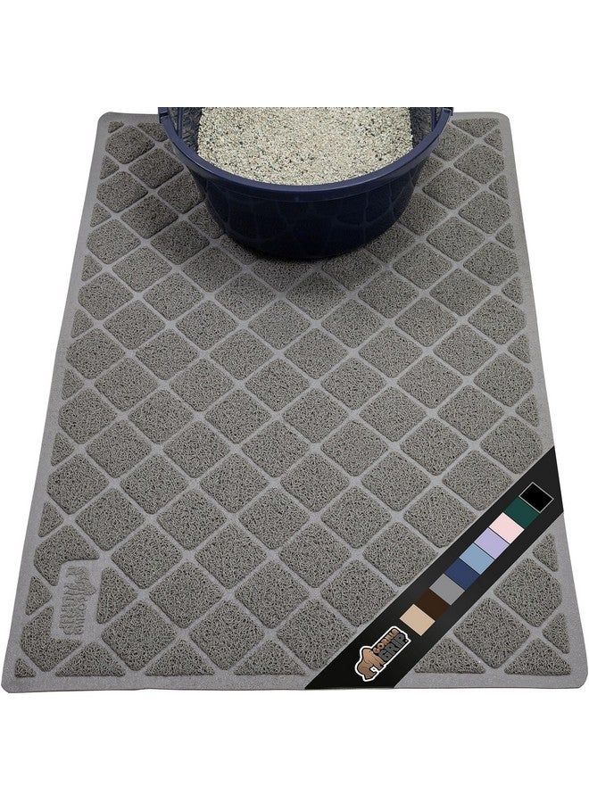 Gorilla Grip GORILLA GRIP Cat Litter Box Mat, Water Resistant Kitty Litter Trapping Mat, Textured Backing, Easy to Clean, Less Waste and Clean Floors, Kitten Supplies for Indoor Cats, Soft on Paws, 24x17 Gray  - Image 1