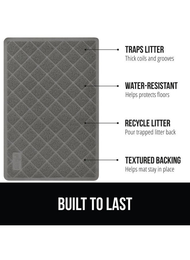 Gorilla Grip GORILLA GRIP Cat Litter Box Mat, Water Resistant Kitty Litter Trapping Mat, Textured Backing, Easy to Clean, Less Waste and Clean Floors, Kitten Supplies for Indoor Cats, Soft on Paws, 24x17 Gray  - Image 2