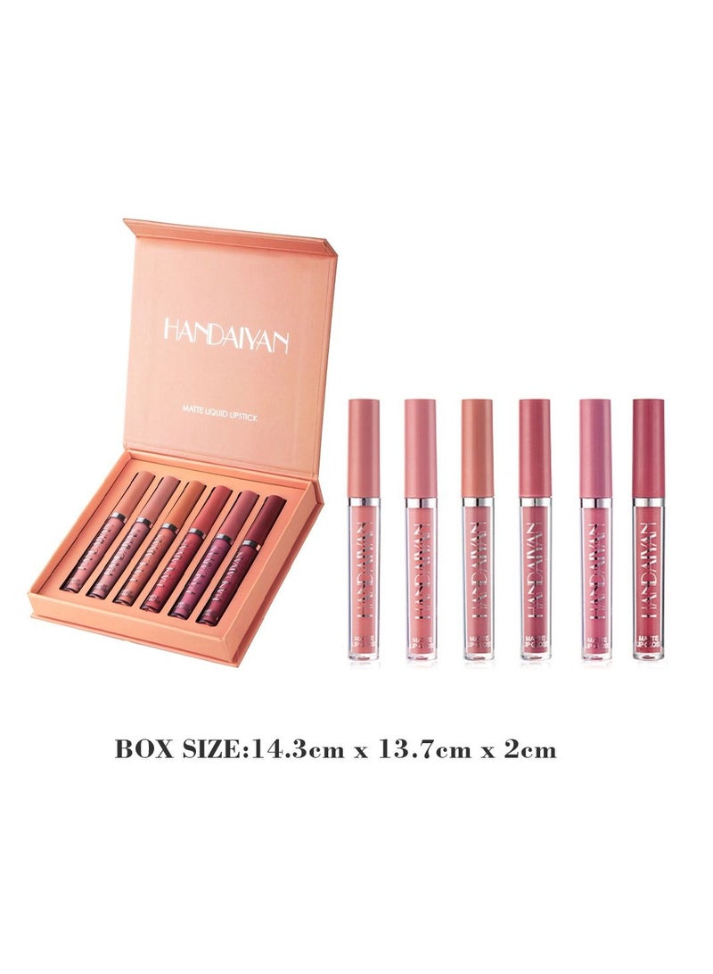 Handaiyan Long Lasting Waterproof 6 Colors Lipstick Set Matte Liquid for Women Highly Pigment Velvety Nude Super Stay Soft Hydrating & Lightweight Professional Moisturizing Makeup Lips Gift - Image 2