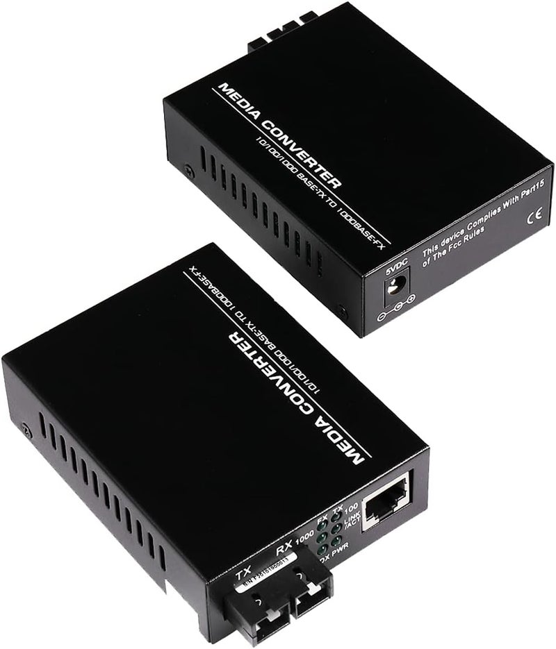 GESD (A Pair of Bidi) Single Mode Dual SC Fiber Gigabit Fast Ethernet Media Converter, Mini 1x 10/100/1000Base-T RJ45 to 1000Base-SC Slot Converter Transceiver, up to 30km 1310-nm, AC 100V~240V - Image 1