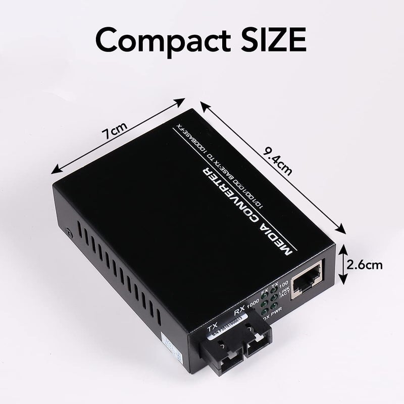 GESD (A Pair of Bidi) Single Mode Dual SC Fiber Gigabit Fast Ethernet Media Converter, Mini 1x 10/100/1000Base-T RJ45 to 1000Base-SC Slot Converter Transceiver, up to 30km 1310-nm, AC 100V~240V - Image 5