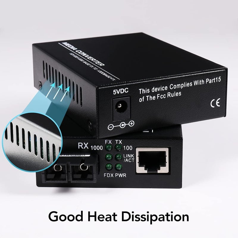 GESD (A Pair of Bidi) Single Mode Dual SC Fiber Gigabit Fast Ethernet Media Converter, Mini 1x 10/100/1000Base-T RJ45 to 1000Base-SC Slot Converter Transceiver, up to 30km 1310-nm, AC 100V~240V - Image 4