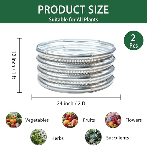 Gartist 2 Pcs 2x2X1 FT Round Galvanized Raised Garden Bed Kit Black Outdoor Planter Garden Bed Metal Raised Box for Vegetables Fruits Flowers Herbs - Image 3