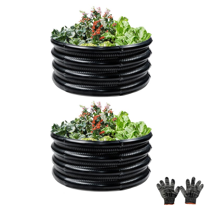 Gartist 2 Pcs 2x2X1 FT Round Galvanized Raised Garden Bed Kit Black Outdoor Planter Garden Bed Metal Raised Box for Vegetables Fruits Flowers Herbs - Image 2