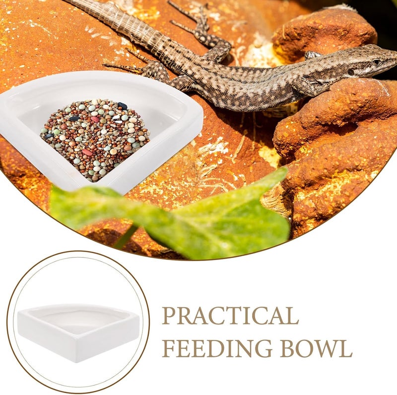 Ceramic Reptile Water Dish Turtle Supplies Large Triangle Terrarium Food Bowl for Tortoise Habitat Accessories - Image 3
