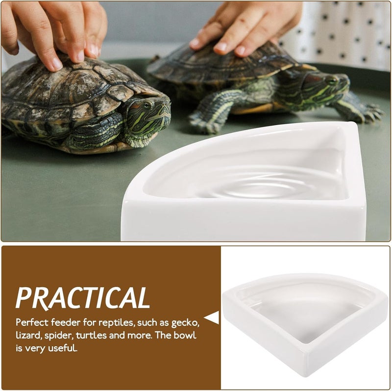 Ceramic Reptile Water Dish Turtle Supplies Large Triangle Terrarium Food Bowl for Tortoise Habitat Accessories - Image 5