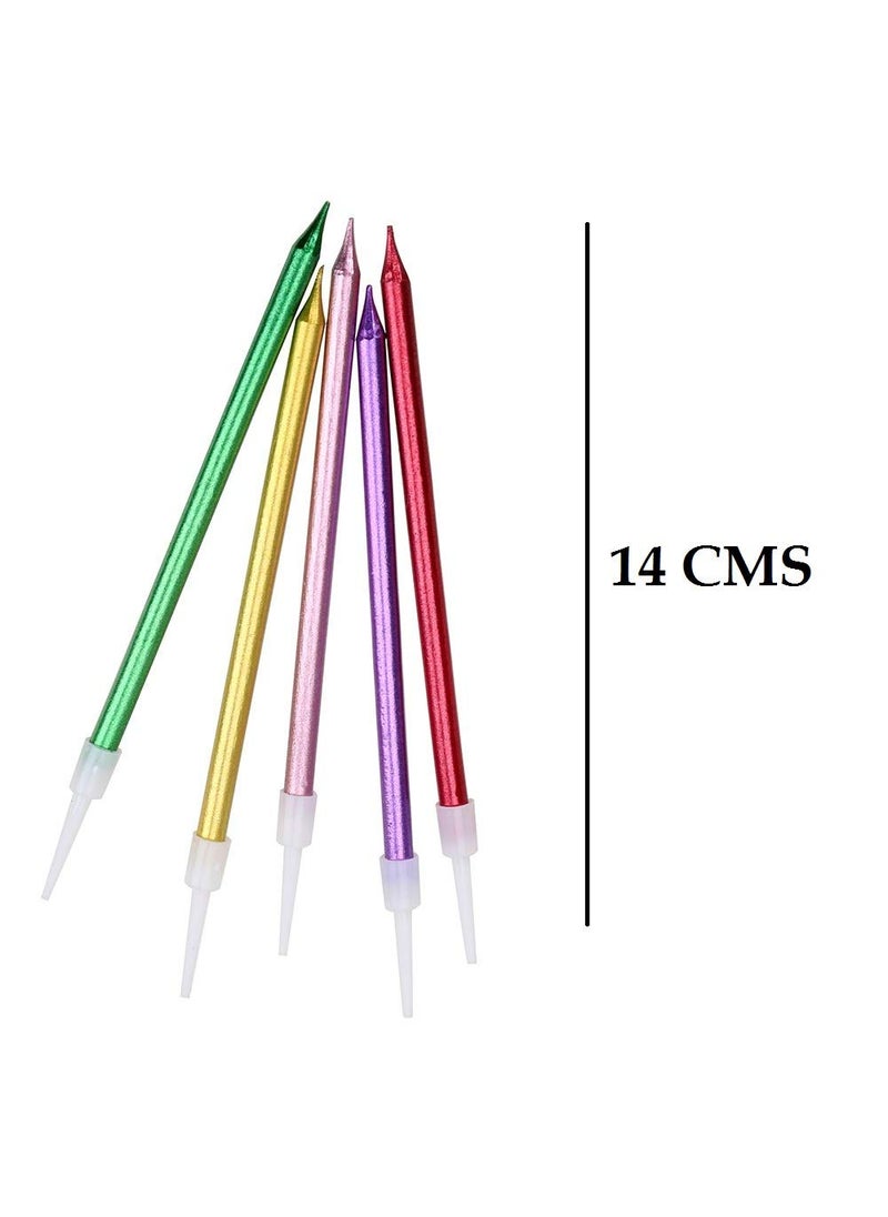 Balloonistics Balloonistics Multicolor Long Stick Candle Metallic Cake Cupcake Candles Cake Candles for Birthday, Wedding Party and Cake Decoration Pack of 6  - Image 3