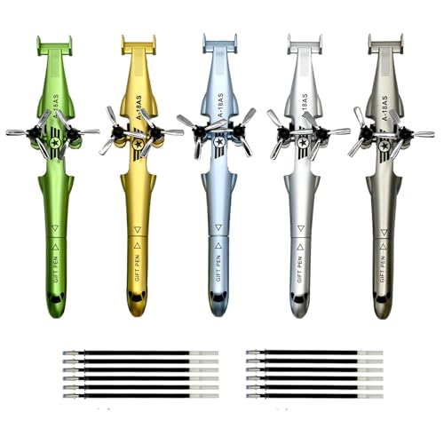 Lopenle 5 PCS Novelty Airplane Shape Pen Helicopter Gel Pen Cool Aviator Inspiring Pen Plane Pens With 12 pcs Refills for School Office Party Birth Day Stationery. - Image 1