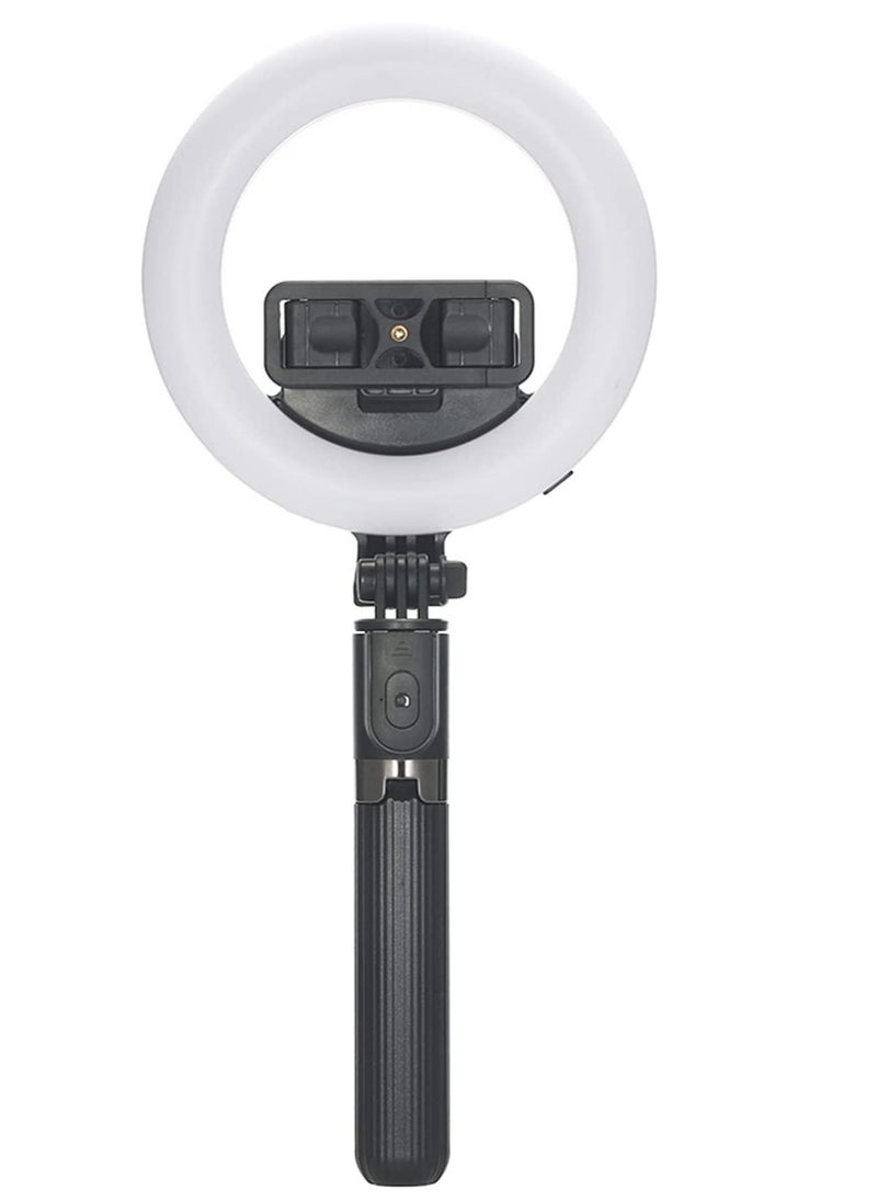 ELTRAZONE - L07 Wireless Bluetooth Selfie Stick Foldable Handheld Remote Shutter Tripod with 5-inch LED Ring Light for Live Stream - Image 1