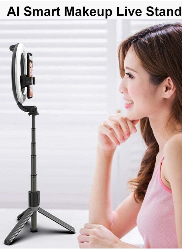 ELTRAZONE - L07 Wireless Bluetooth Selfie Stick Foldable Handheld Remote Shutter Tripod with 5-inch LED Ring Light for Live Stream - Image 1
