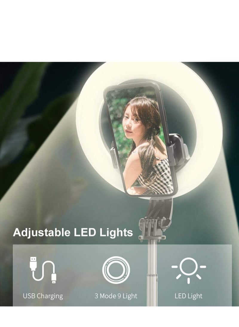 ELTRAZONE - L07 Wireless Bluetooth Selfie Stick Foldable Handheld Remote Shutter Tripod with 5-inch LED Ring Light for Live Stream - Image 1