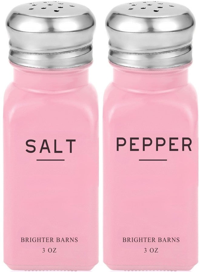 Brighter Barns Pink Salt and Pepper Shakers Set by Brighter Barns - Modern Kitchen Accessories - Cute Salt and Pepper Set with Stainless Steel Lids - Chic Decor and Kitchen Essentials for Restaurants, Airbnb (Pink) - Image 1