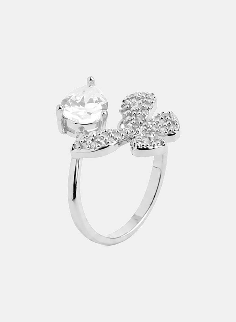 Akher el Ankoud Women'S Open Ring With A Butterfly And Teardrop Design, Adorned With Zircon Stones. - Image 2