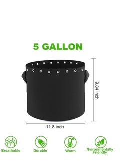 Plant Grow Bags 5 Packs 5 Gallon Plant Grow Bags Thickened Non-woven Aeration Fabric Pots with Handles and Holes 19 litres Plant Fabric Containers - pzsku/Z81F981463297B7F4051EZ/45/_/1703821223/acf0a10c-8425-4eaf-837e-5d1a2f220cb3