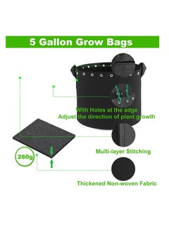 Plant Grow Bags 5 Packs 5 Gallon Plant Grow Bags Thickened Non-woven Aeration Fabric Pots with Handles and Holes 19 litres Plant Fabric Containers - pzsku/Z81F981463297B7F4051EZ/45/_/1703821224/085ea041-94e6-4d25-b7e0-897d0d144024