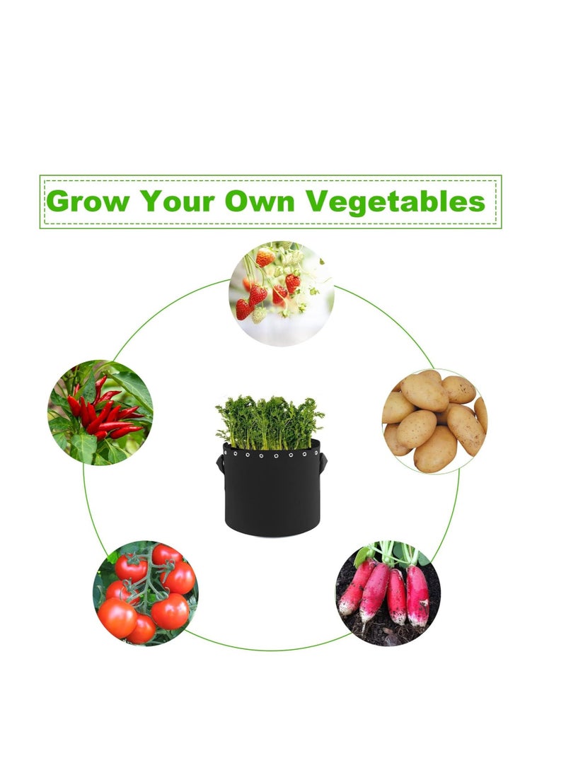 Plant Grow Bags 5 Packs 5 Gallon Plant Grow Bags Thickened Non-woven Aeration Fabric Pots with Handles and Holes 19 litres Plant Fabric Containers