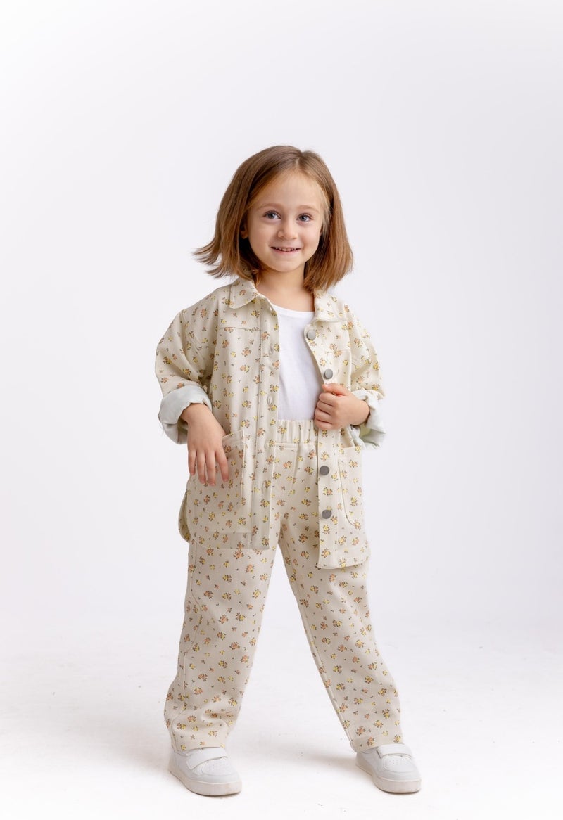 Oliven The Kid Flower Gabardine Girls Trousers - Image 5