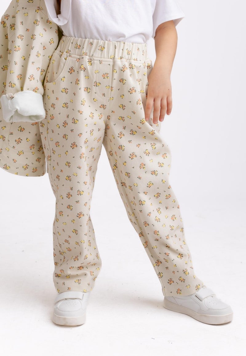 Oliven The Kid Flower Gabardine Girls Trousers - Image 2