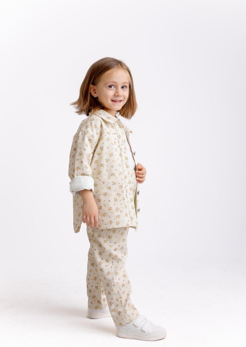 Oliven The Kid Flower Gabardine Girls Trousers - Image 3