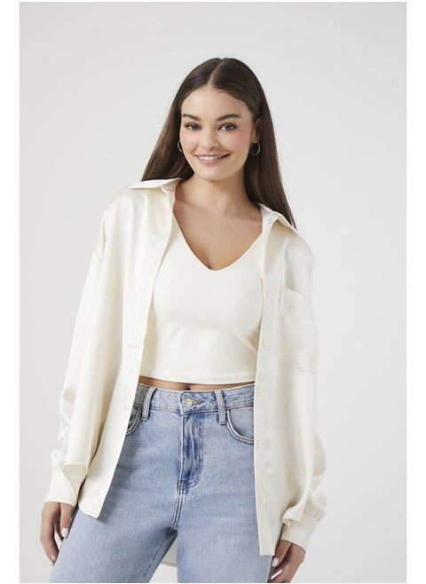 Woven Top Button Down Lslv Oversized