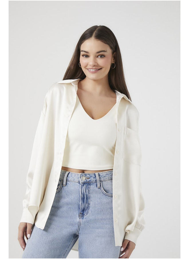 FOREVER 21 - Woven Top Button Down Lslv Oversized - Image 1