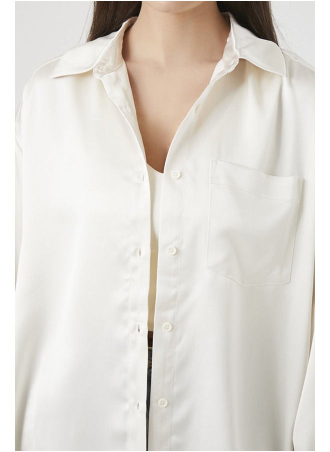 FOREVER 21 - Woven Top Button Down Lslv Oversized - Image 1