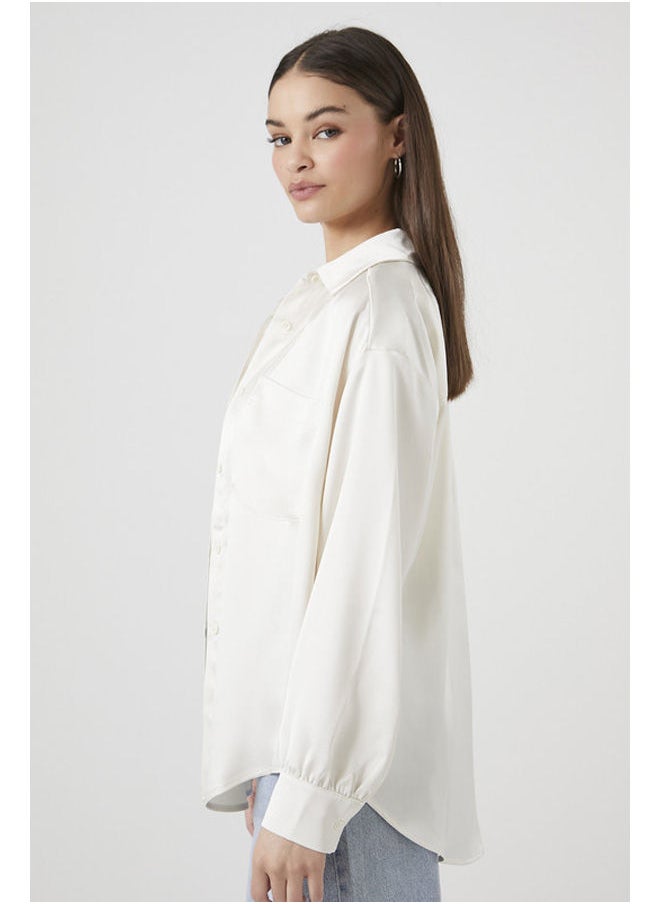 FOREVER 21 - Woven Top Button Down Lslv Oversized - Image 1