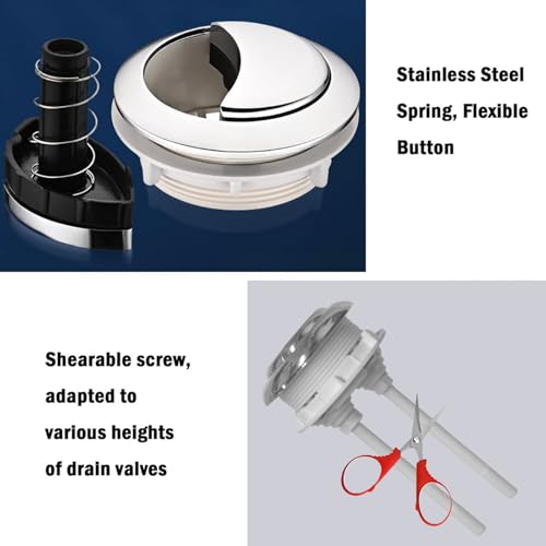 CaoXiong 58 MM/2.16in Toilet Tank Push Button Toilet Button Dual Push Flushing Toilet Button Toilet Button Flush Button Replacement with Thread Diameter,for Glacier Bay Aquasource TOTO, American Standard - Image 4