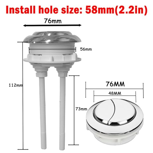 CaoXiong 58 MM/2.16in Toilet Tank Push Button Toilet Button Dual Push Flushing Toilet Button Toilet Button Flush Button Replacement with Thread Diameter,for Glacier Bay Aquasource TOTO, American Standard - Image 2