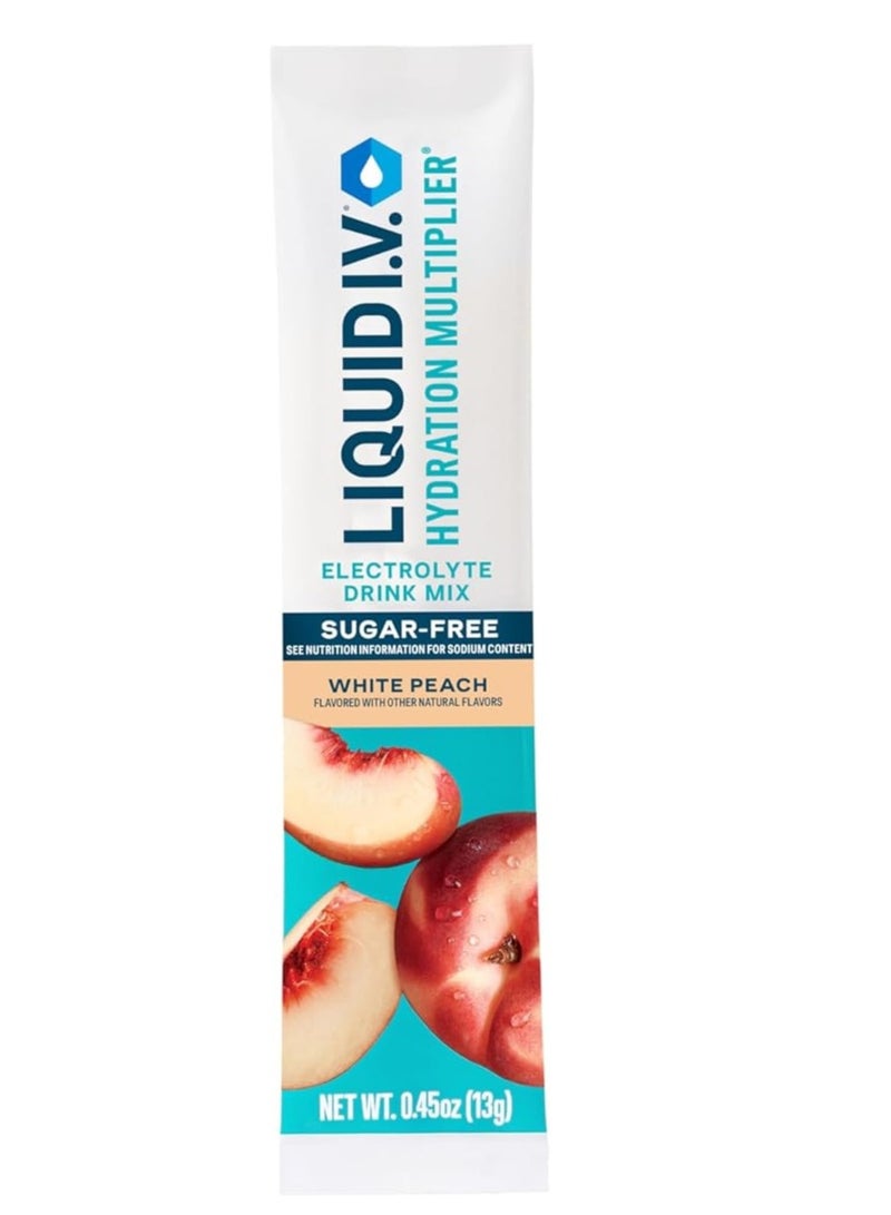 Liquid I.V. ® Hydration Multiplier® خالي من السكر - خوخ أبيض - عبوات مسحوق الترطيب | مزيج مشروب مسحوق الإلكتروليت | أعواد مريحة لتقديم وجبة واحدة | غير معدلة وراثيًا | عبوة واحدة (14 وجبة) - Image 3