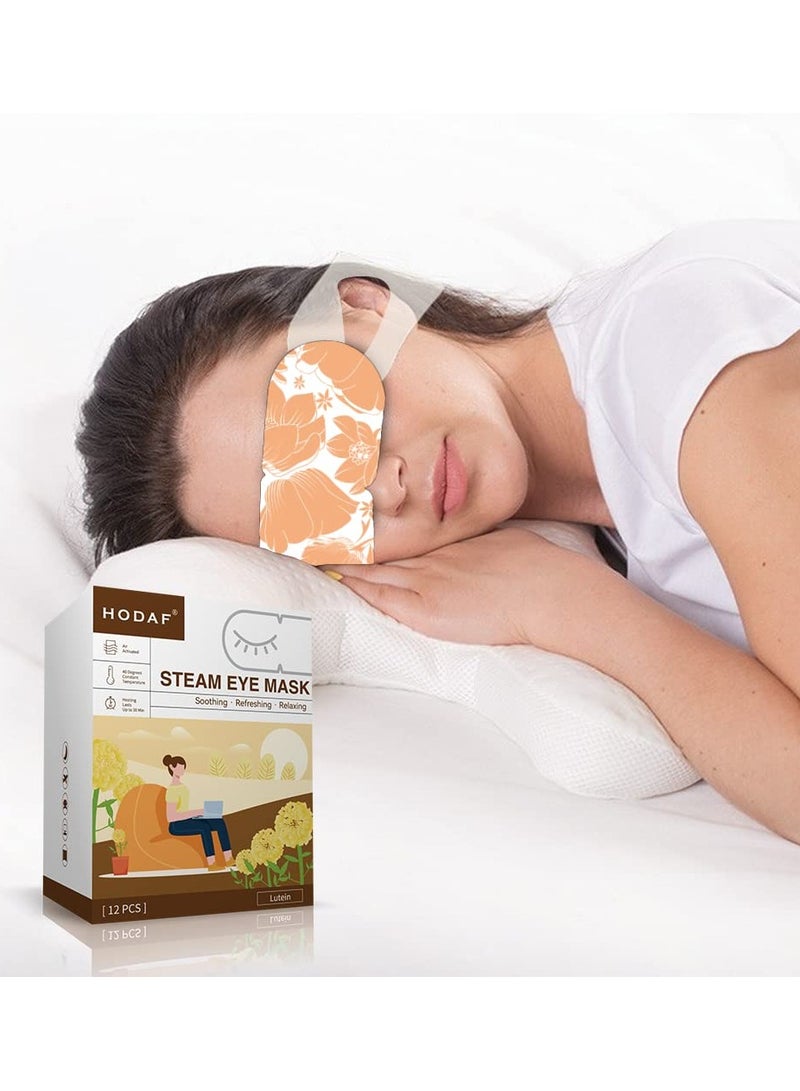 SYOSI Steam Eye Mask for Dry Eyes (12 Pcs), Disposable Sleep Mask for Dark Circles and Puffiness, Relief Eye Fatigue Steam Eye Masks, Lavender Eye Mask, Blackout Sleep Eye Patch (Lutein) - Image 2