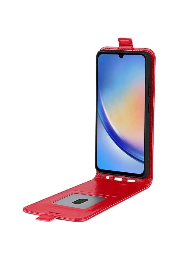 Case Cover For Samsung Galaxy A34 5G R64 Texture Vertical Flip Leather Phone Case(Red)